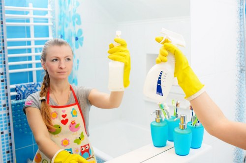 Commercial cleaning team working in an SW4 office environment