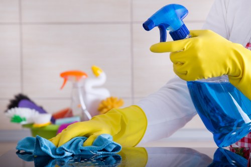 Local cleaner carrying out kitchen cleaning in SW4