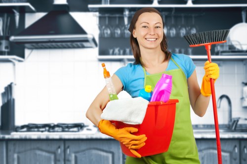 Office cleaning team working in a South London commercial property